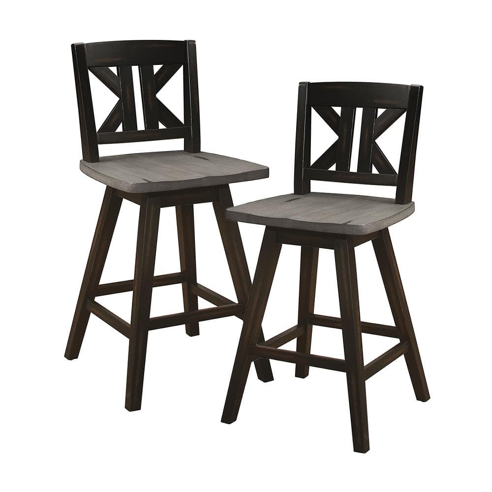 Lexicon Amsonia K-back Counter Height Dining Swivel Chair in Black (Set of 2)
