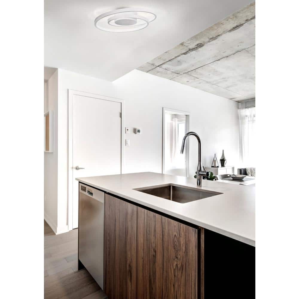 Canarm LIVANA 16-Inch LED Flush Mount, Matte White, Dimmable, 25W Integrated LED, 1600 Lumens, 3000K, Modern Design