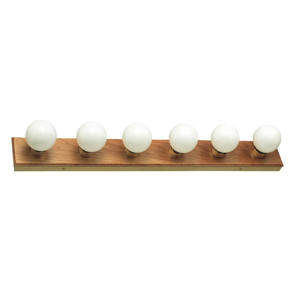 Design House Strip 6-Light Dimmable Contemporary Vanity Light, Honey Oak