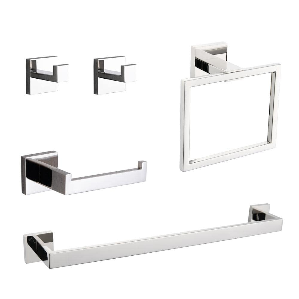 5 - Piece Bathroom Hardware Accessories Set Wall Mounted
