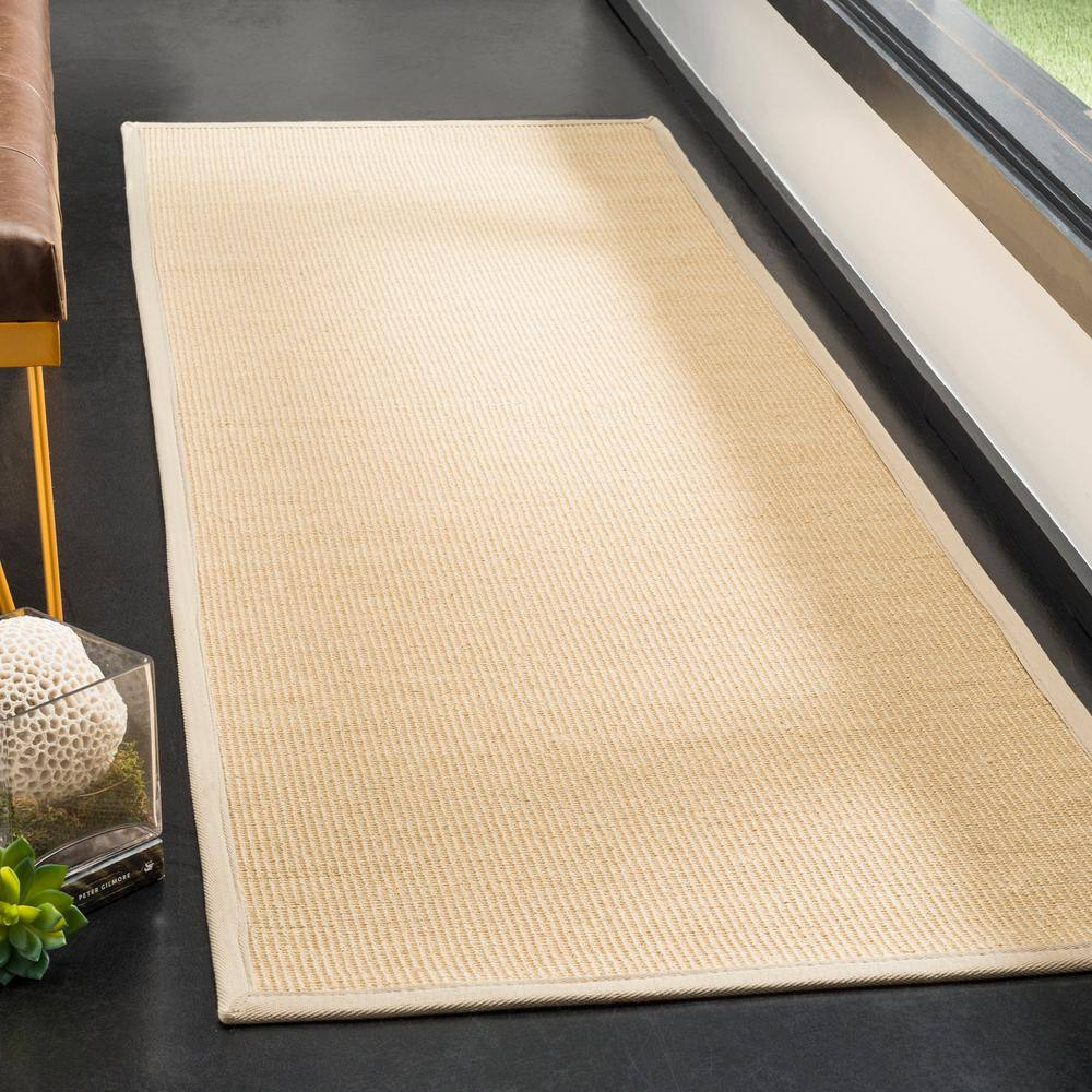 SAFAVIEH Natural Fiber Keane Solid Runner Rug, Natural/Ivory, 2'6" x 10'