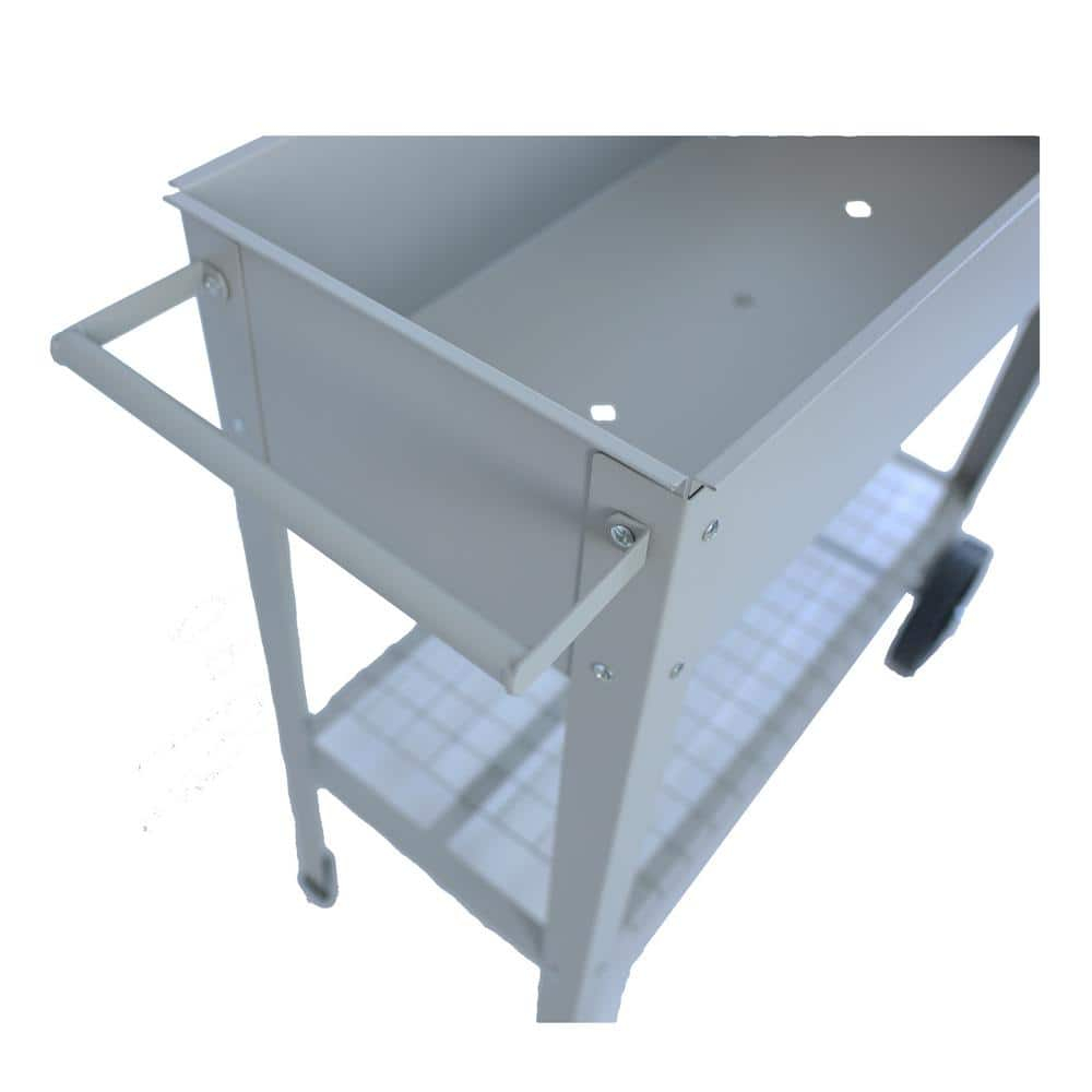 Gray Metal Mobile Raised Garden Bed Cart with Wheels