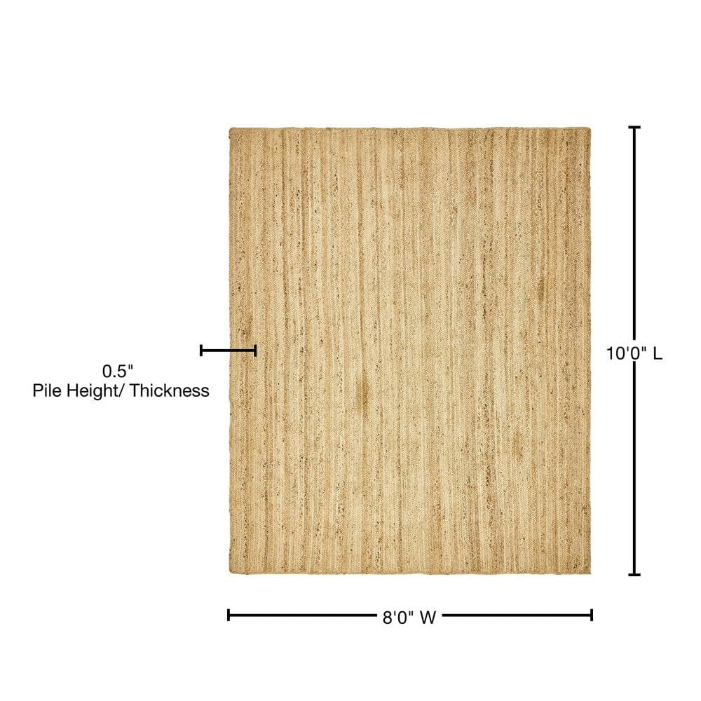 Unique Loom Braided Jute Collection Area Rug - Dhaka (8' x 10' Rectangle, Natural)