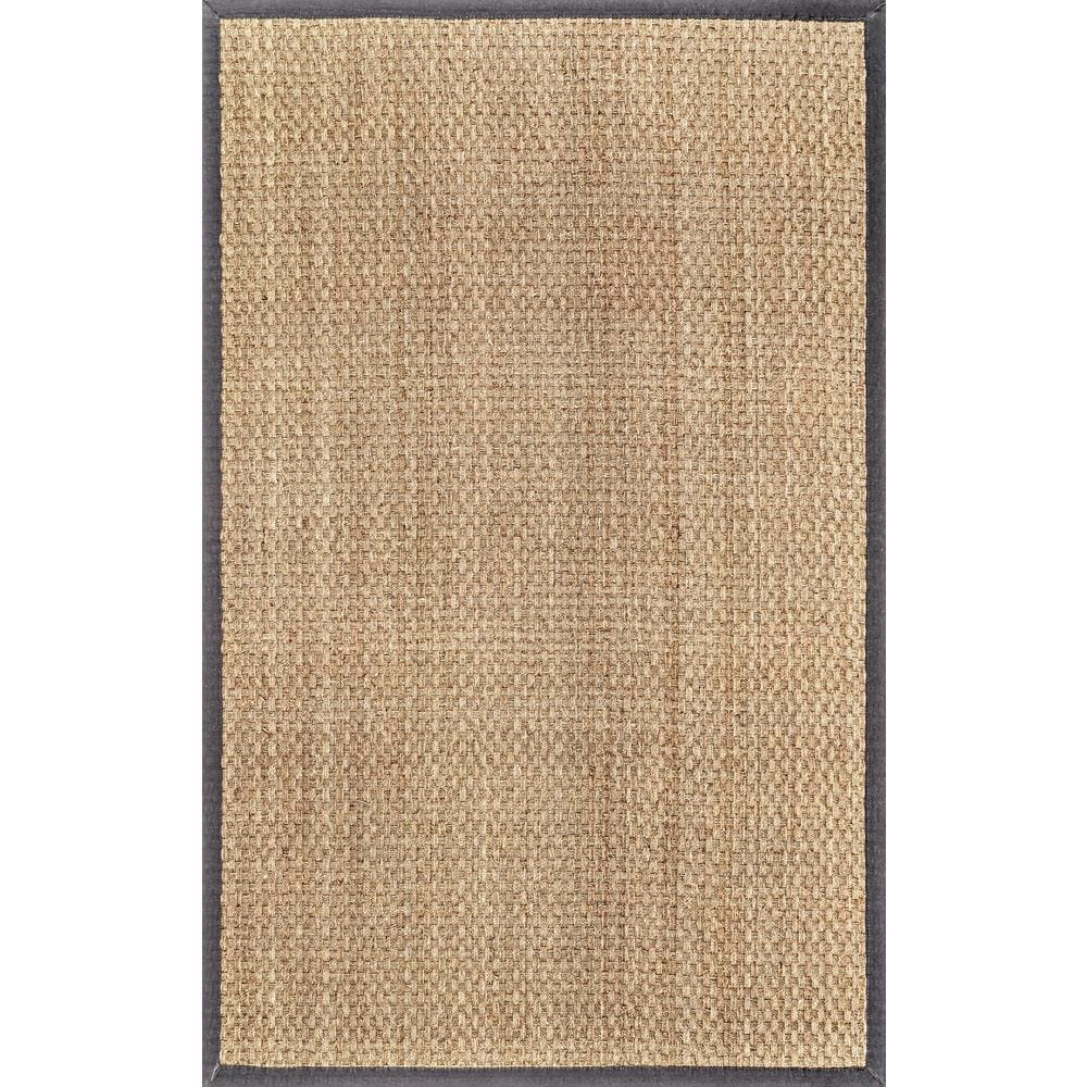 nuLOOM Hesse Checker Weave Seagrass Indoor/Outdoor Accent Rug, 3x5, Dark Grey