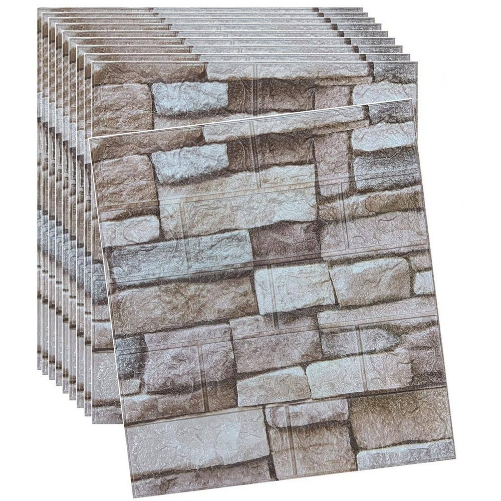 Yutianli 20PSC 3D Wall Panels Peel and Stick Faux Brick Wall Panels Self-Adhesive 3D Brick Wallpaper Foam Stone Wall Panel