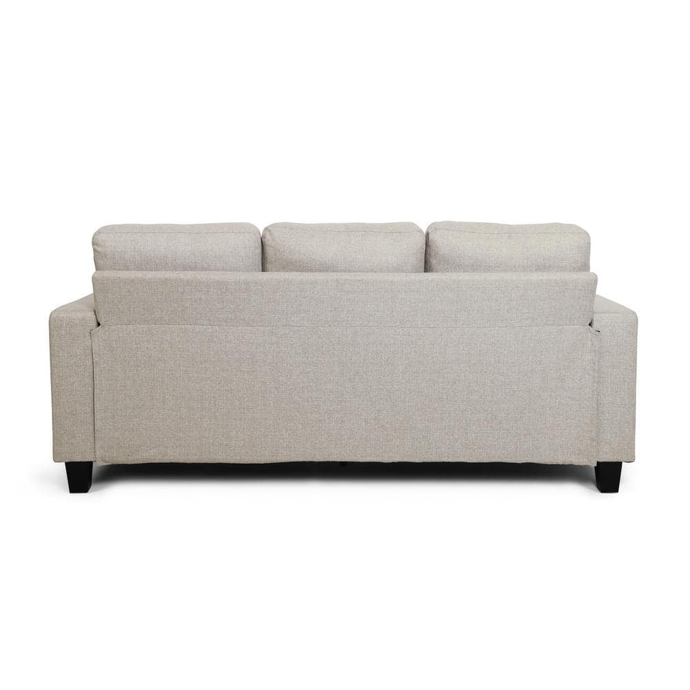 Noble House Laranne 3 Seater Tufted Fabric Sofa, Beige, Dark Brown