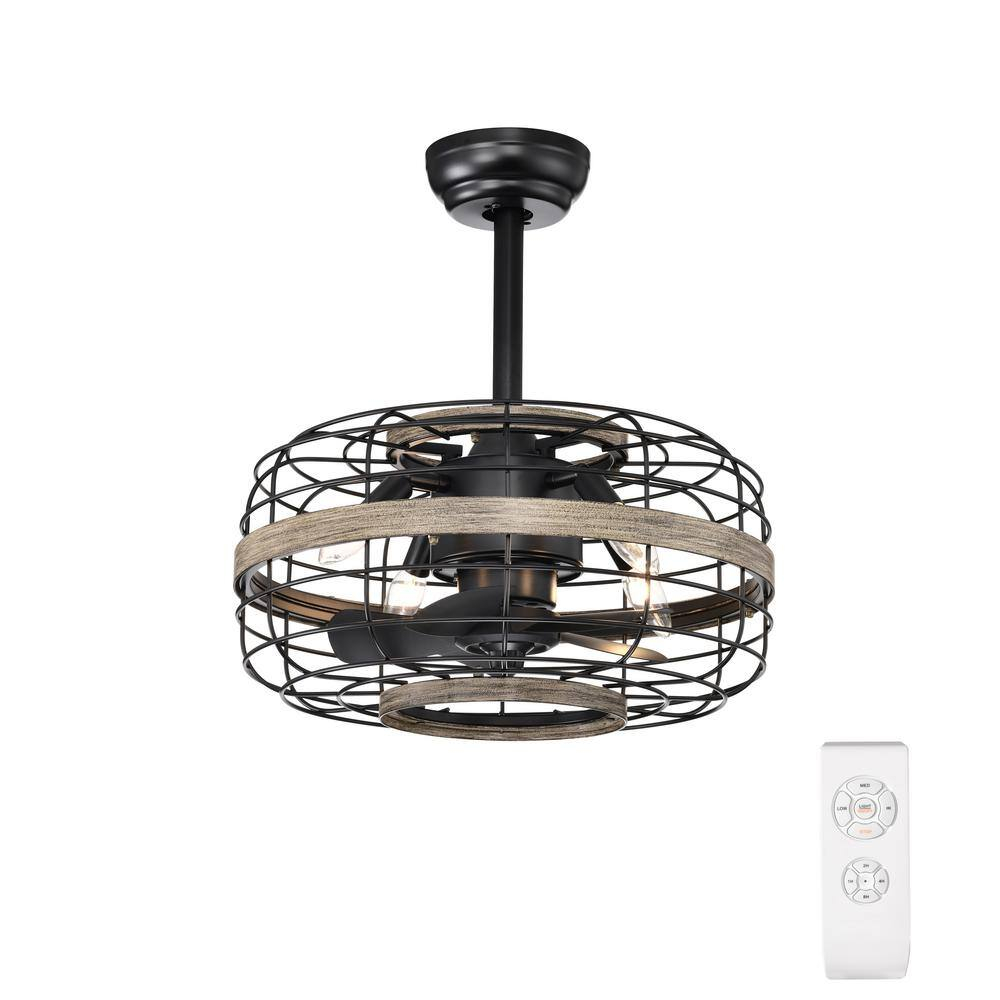 18-Inch Matte Black Contemporary LED Ceiling Fan with Downrod Mount and Remote Control