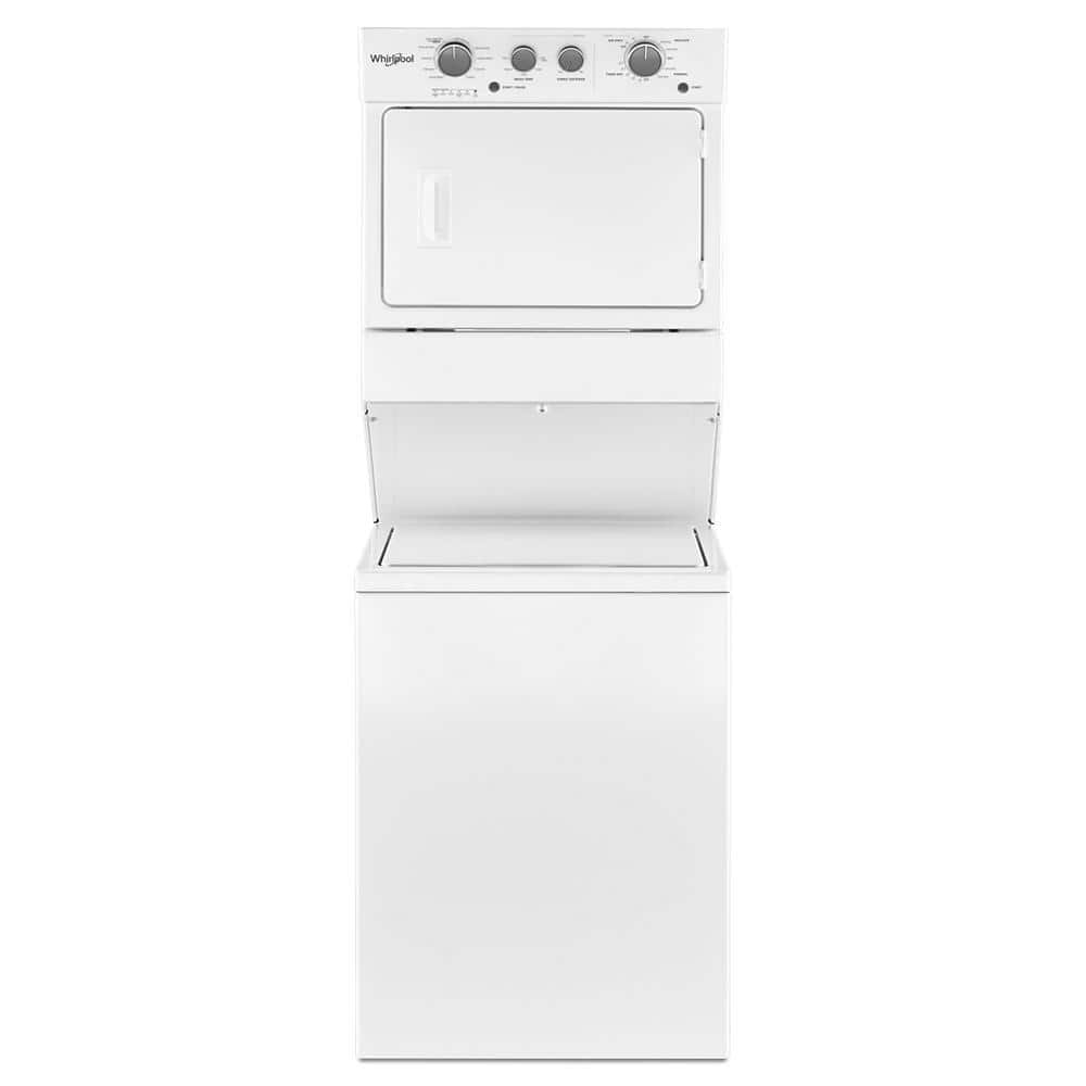 Whirlpool® WET4027HW -3.5 Cu. ft Electric Stacked Laundry Center 9 Wash cycles and Auto Dry™ - Depth: 28 3/8” - Height: 40 1/2” - Width: 29” - HE Soap Certified - Xpert System