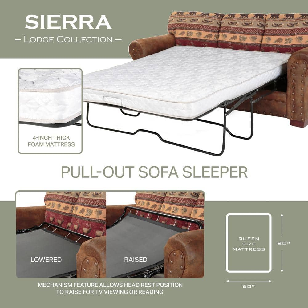 American Furniture Classics Sierra Lodge Sofa Bed, Brown