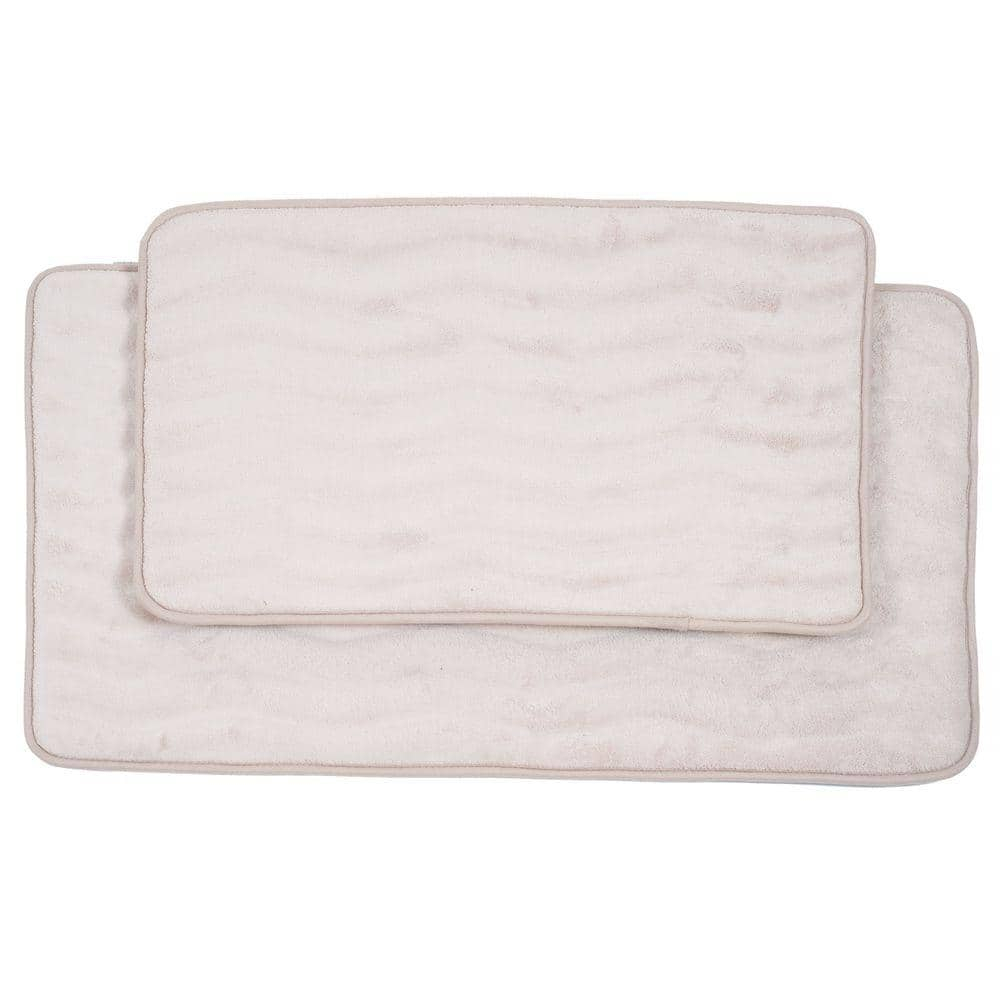 Ivory Memory Foam Bath Rug Set with Non-Slip Backing