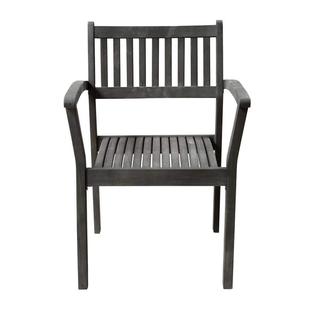 Elegant Hand-Scraped Acacia Wood Outdoor Stacking Armchair Set
