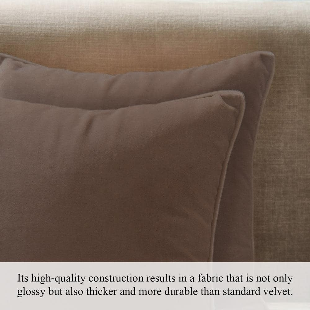 A1HC Set of 2 Luxurious Fine Soft Velvet Throw Pillow Covers Only, For Sofas, Beds, Vibrant Colors and Hidden YKK Zipper. Enhance your Living Space with Decorative Couch Pillow 18"x18", Dark Brown