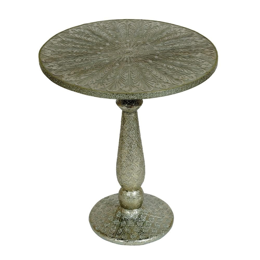 Noble House Sagle Handcrafted Accent Table, Silver