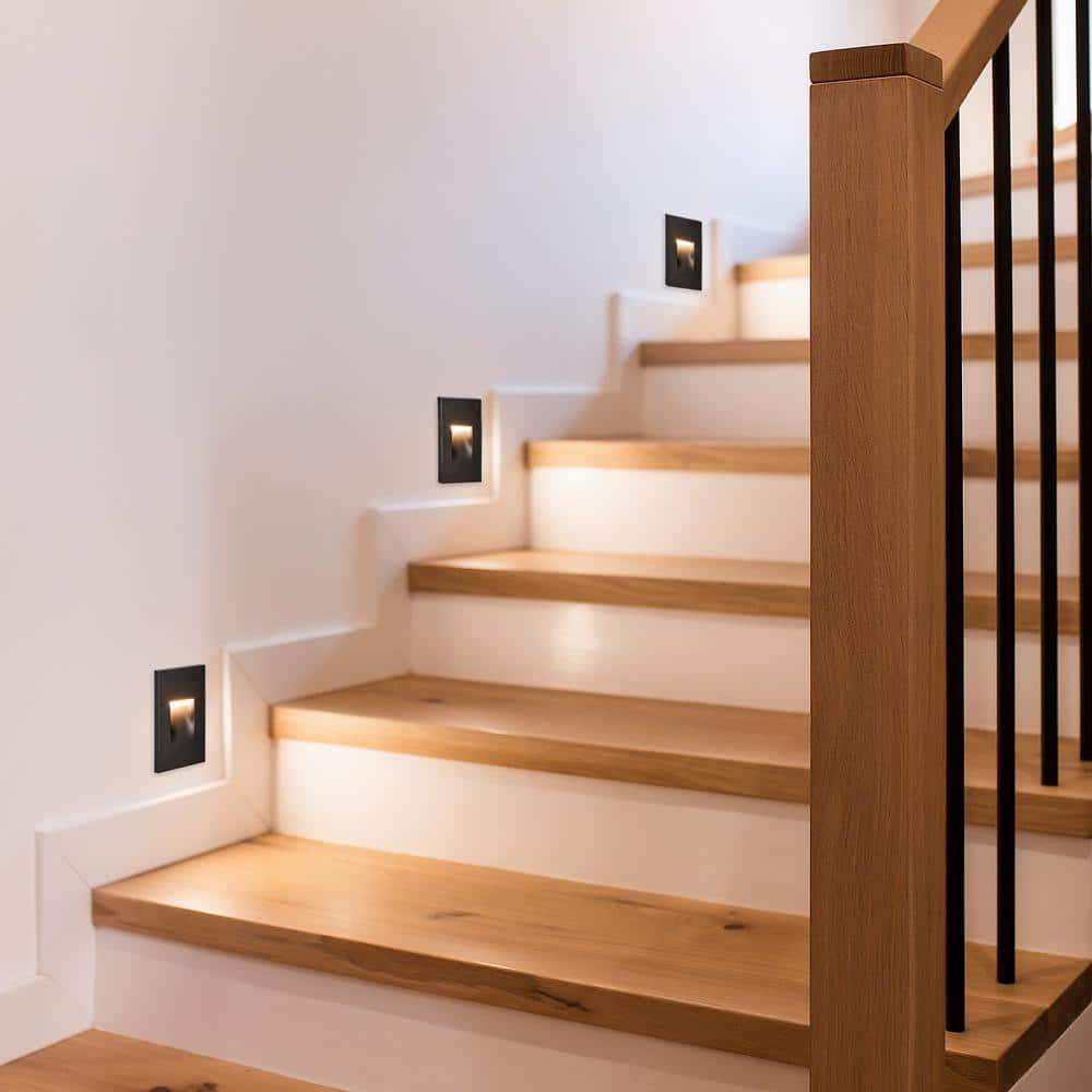 Vertical LED Step Light, Indoor/Outdoor Stair Light, 3 CCT Color Selectable 3000K/4000K/5000K, Black (2-Pack)