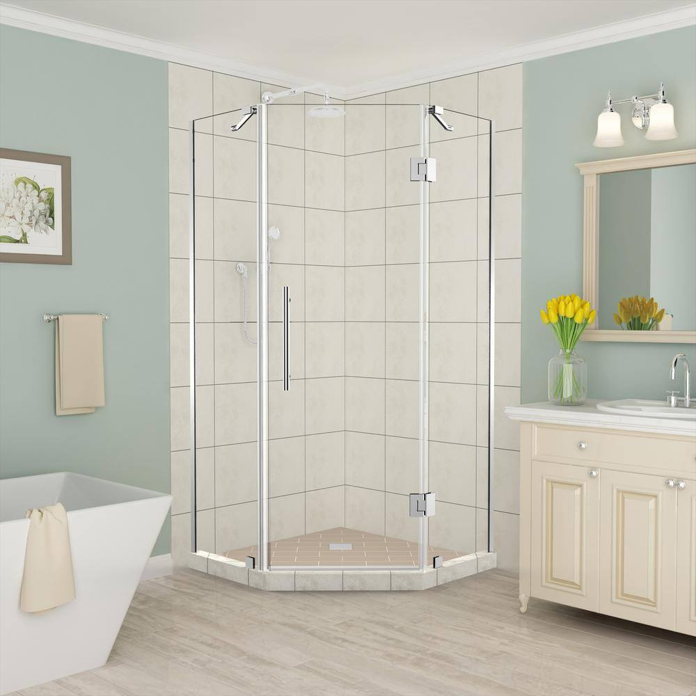 Aston SEN966EZ-CH-40-10 72 x 40 x 40 in. Merrick Frameless Neo-Angle Shower Enclosure, Chrome