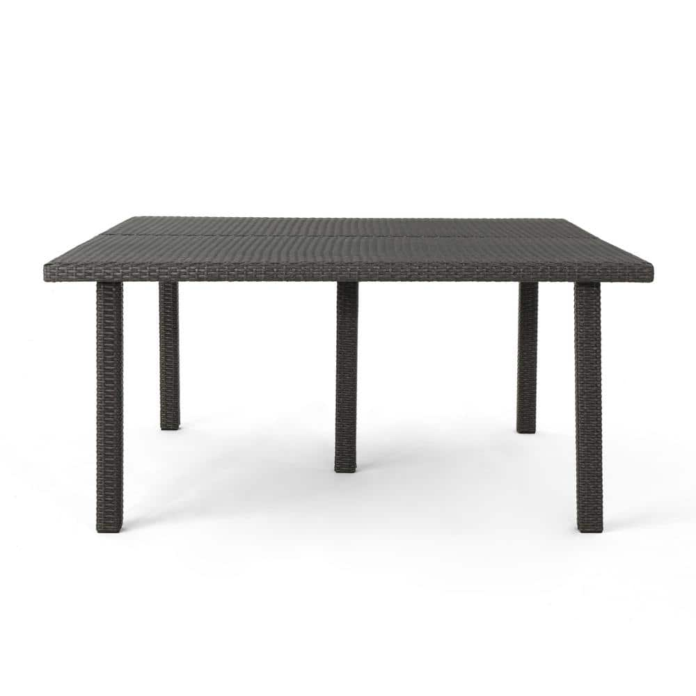 Noble House Fiona 64" Square Wicker Patio Dining Table in Gray