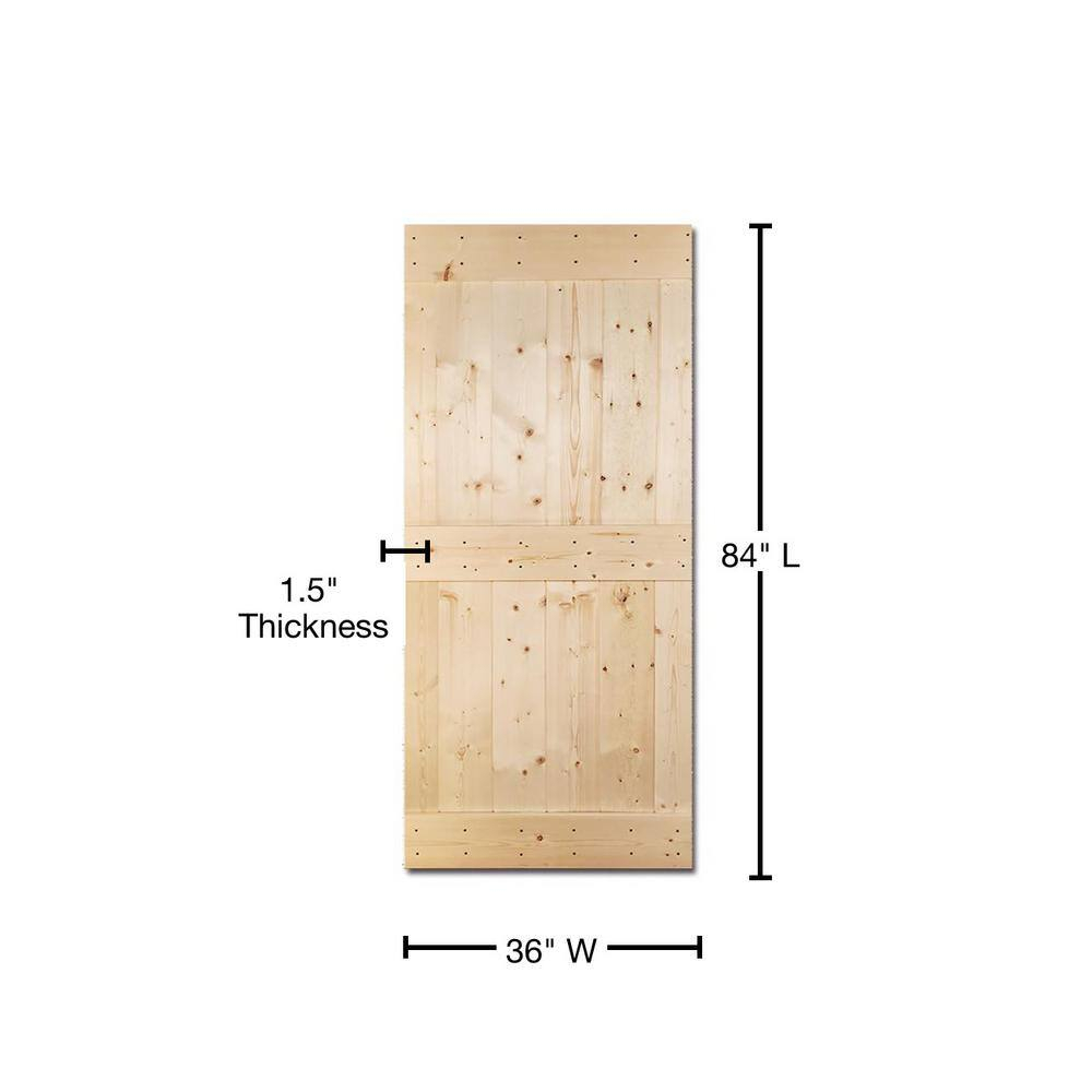 84 in Unfinished Knotty Pine Wood Sliding Barn Door
