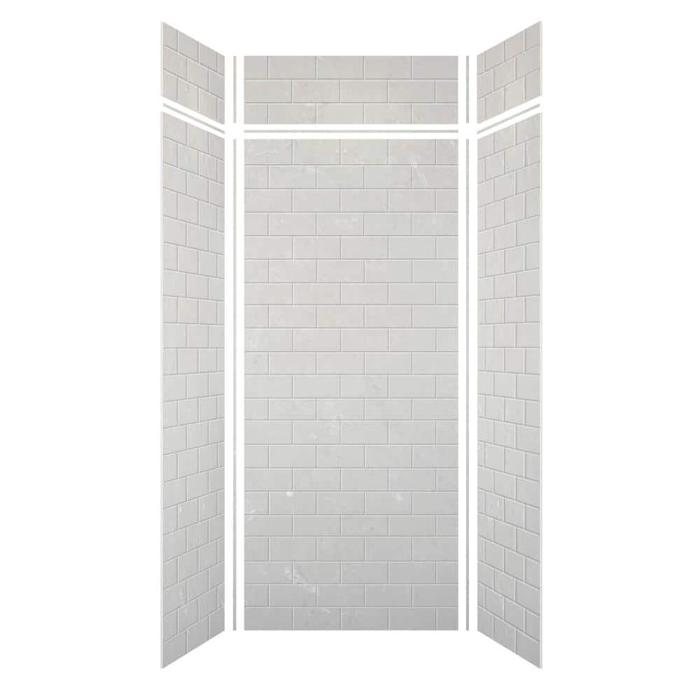 Lunar Gray Subway Tile 96" x 36" Shower Wall Kit