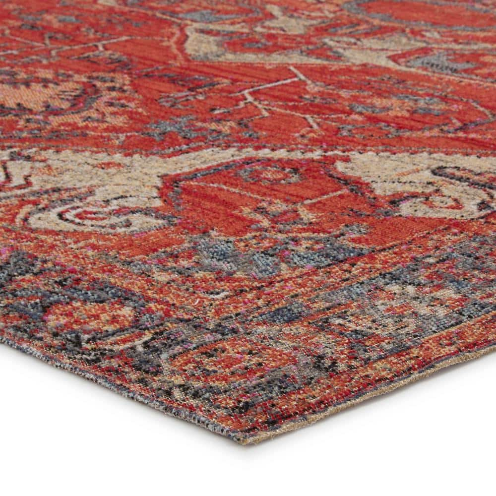 Red Medallion Synthetic Reversible 5' x 7' Area Rug