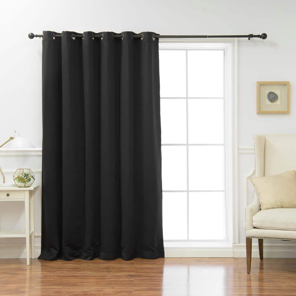 Quality Home Wide Basic Bronze Grommet Blackout Curtain - Black - 80"W X 96"L (Single Panel)