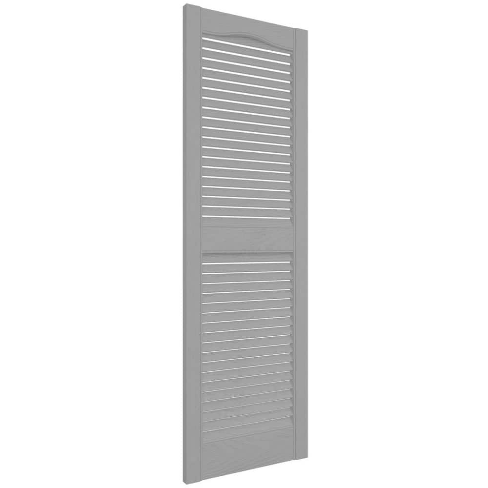 60" Gray Vinyl Louvered Exterior Shutters Pair