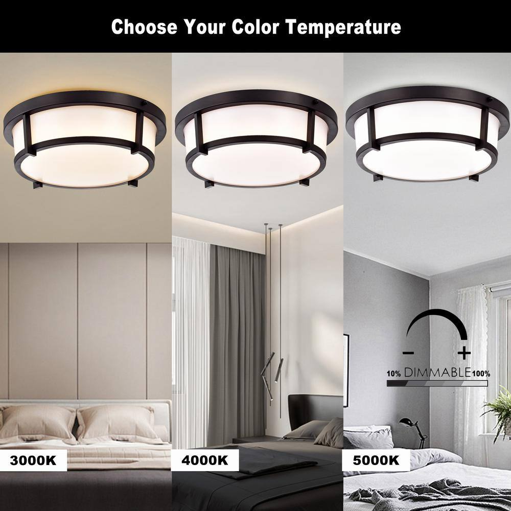 c cattleya 13" Dimmable 20W LED Flush Mount Light with Changing Color Temperature - 13 in.