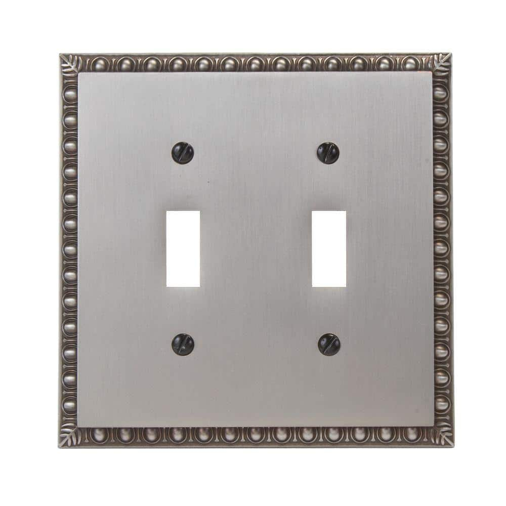 Antique Nickel 2 Gang Egg and Dart Toggle Wall Plate