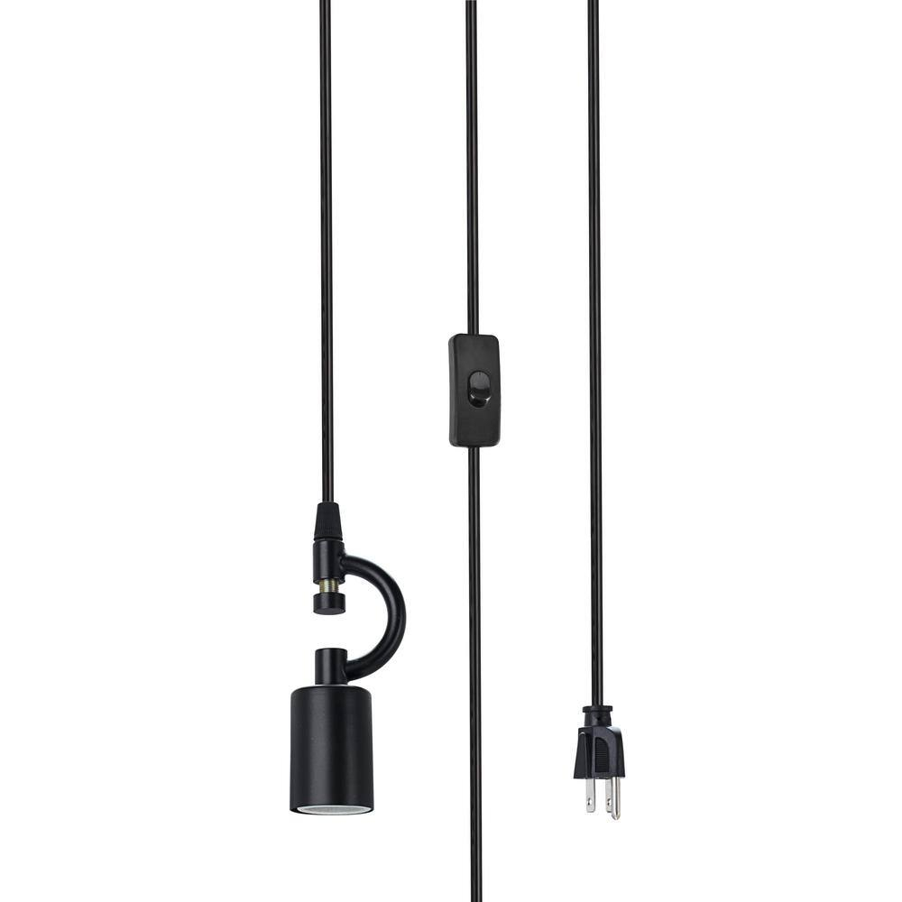 Aspen Creative 70216-21 One-Light Plug-In Swag Pendant Light Conversion Kit with Transitional Bell Fabric Lamp Shade, Off White, 13" width