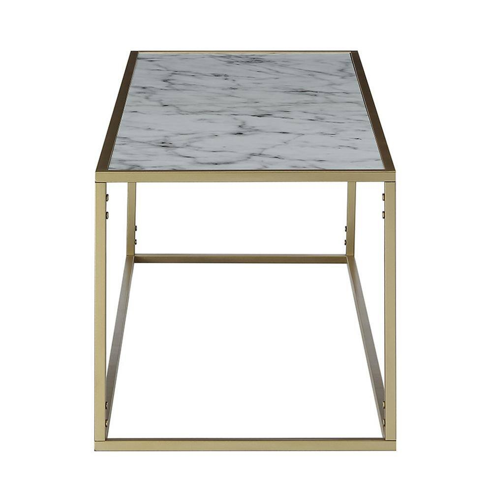 Convenience Concepts Gold Coast Faux Marble Top Coffee Table in Gold Metal Frame