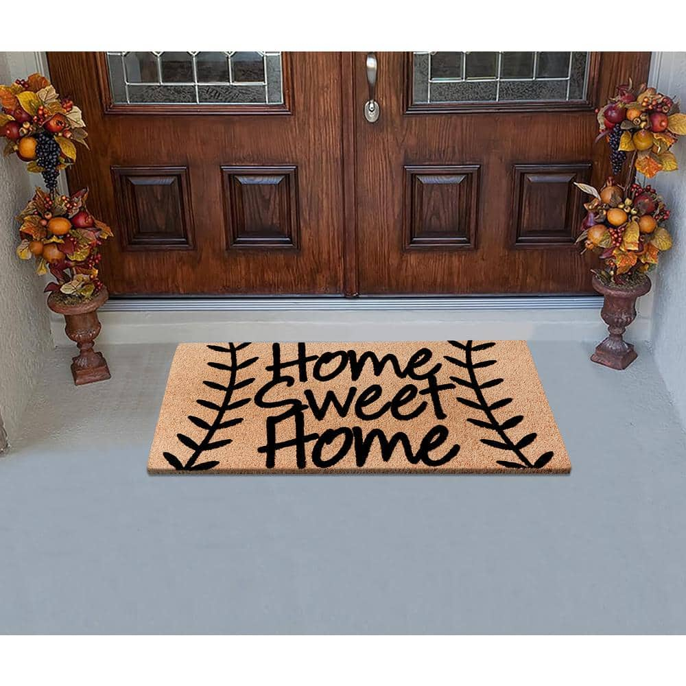 A1HC Natural Coir Flocked Doormat with Heavy Duty Non-Slip PVC Backing Easy to Clean, Fade Resistant, Pet Friendly Outdoor Welcome Mat, Low-Profile Durable Doormat