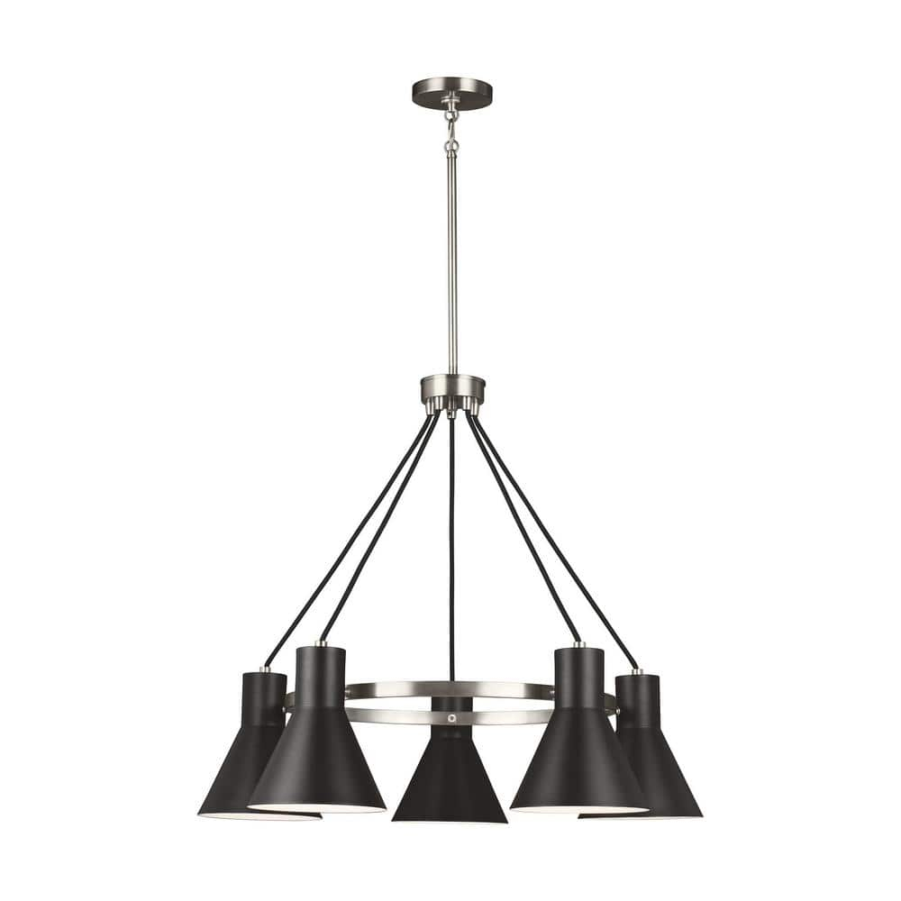 Generation Lighting Towner 5 -Light Brushed Nickel Transitional For Use in Dining Rooms, Foyers, Kitchens, Living Rooms Chandelier