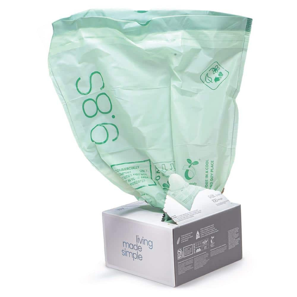 2.6 Gal. Compostable Kitchen Trash Bags 100-Count with Drawstring Handle
