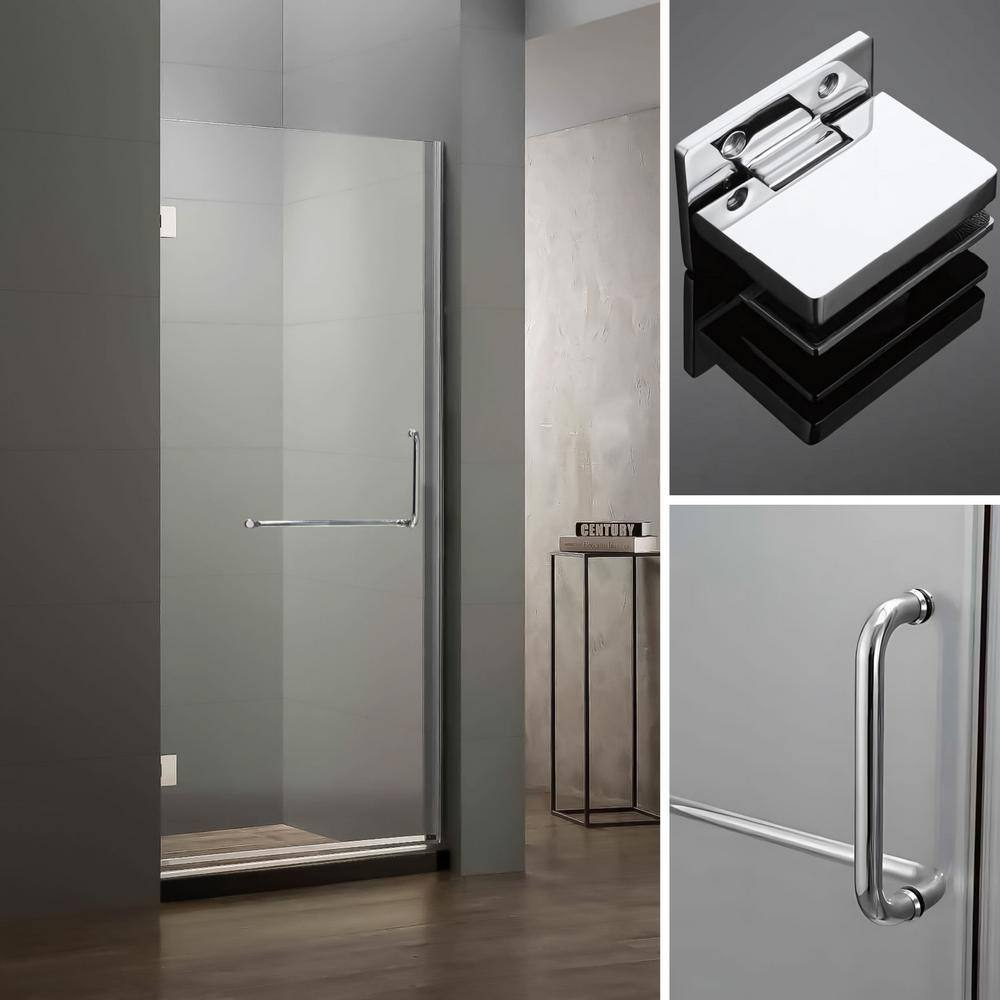 30 in. W x 79 in. H Frameless Hinged Shower Door in Clear Glass - Left Hand Swing