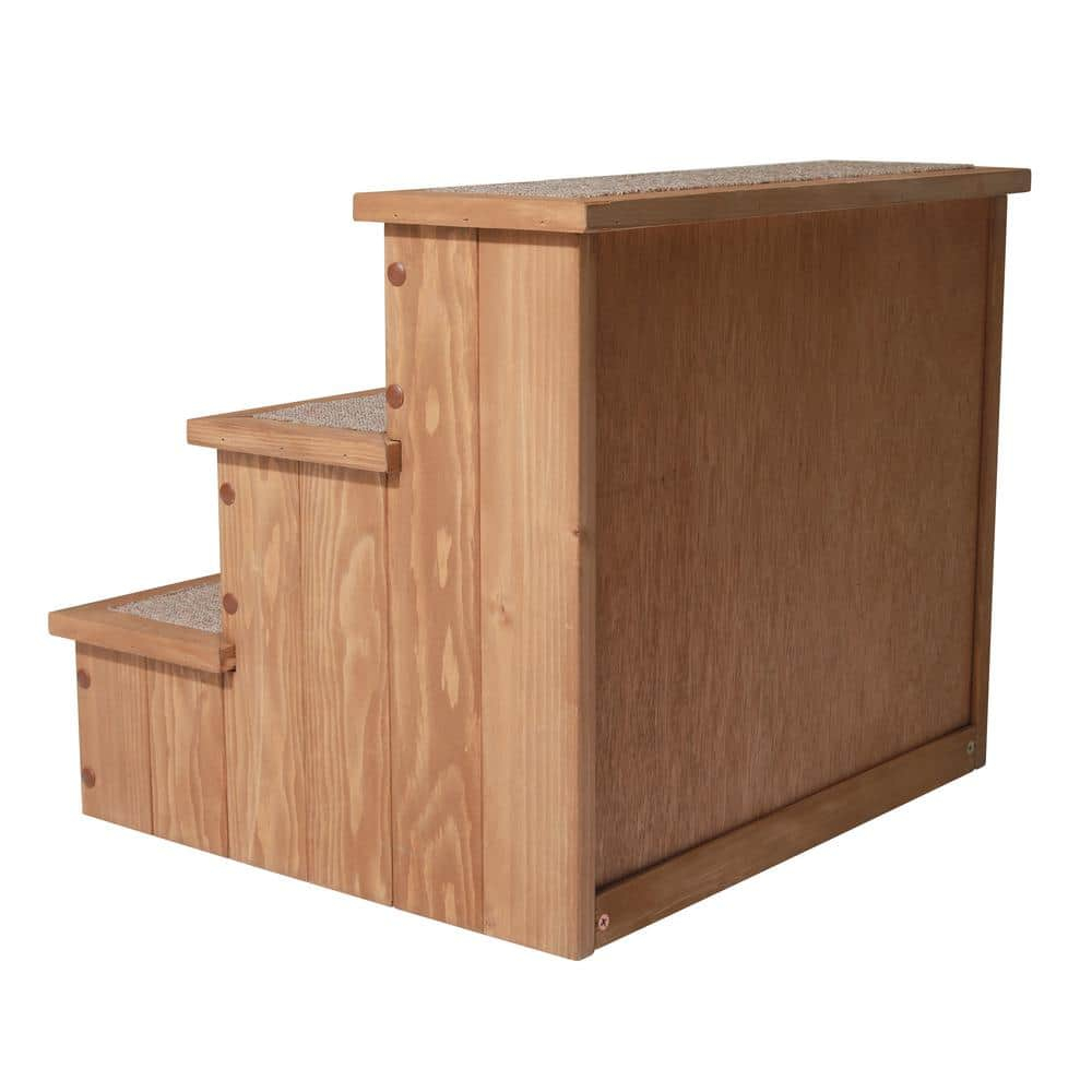 Canadian Hemlock Wooden Pet Stairs with Storage