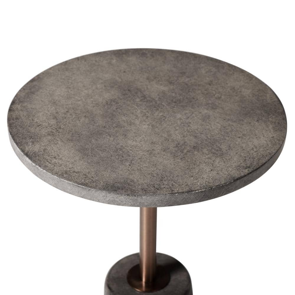 Style Craft Contemporary Round Concrete Side Table, Gray/Bronze