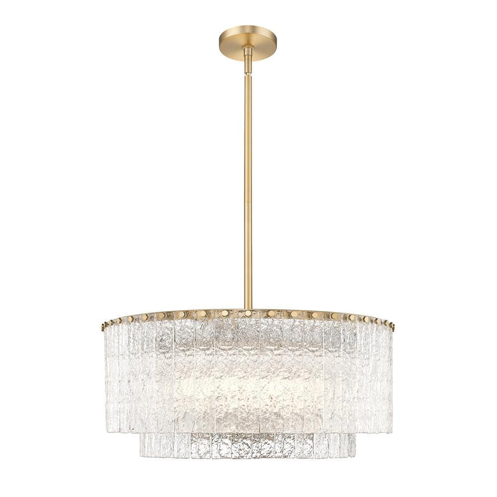 Glacier Modern Gold and Glass Two-Tier Pendant Light