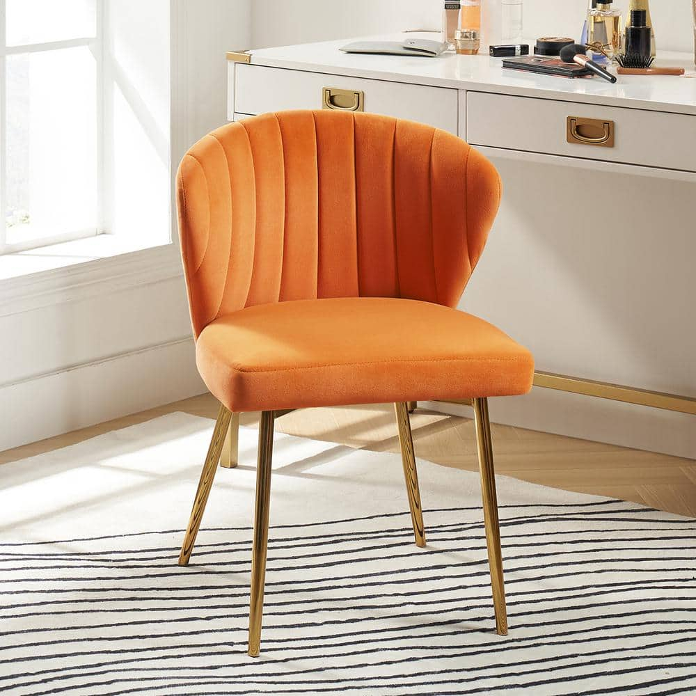 STCKJXX Velvet Dining Chair  Cute Armless Accent Chair Living Room Chair with Golden Legs  Mid Century Modern Upholstered Side Chair for Kitchen Vanity  Fuchsia