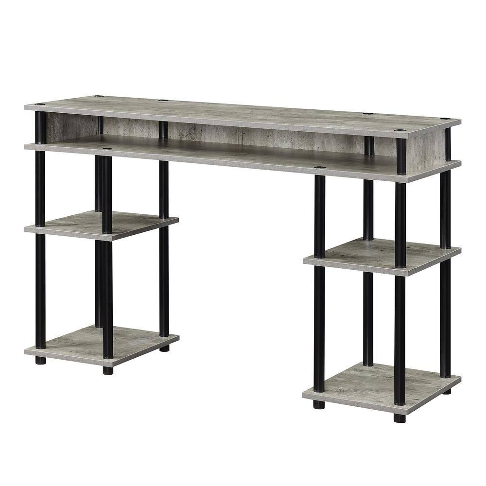 Convenience Concepts Designs2Go 30" Tall No Tools Student Desk with Shelves, Faux Birch/Black
