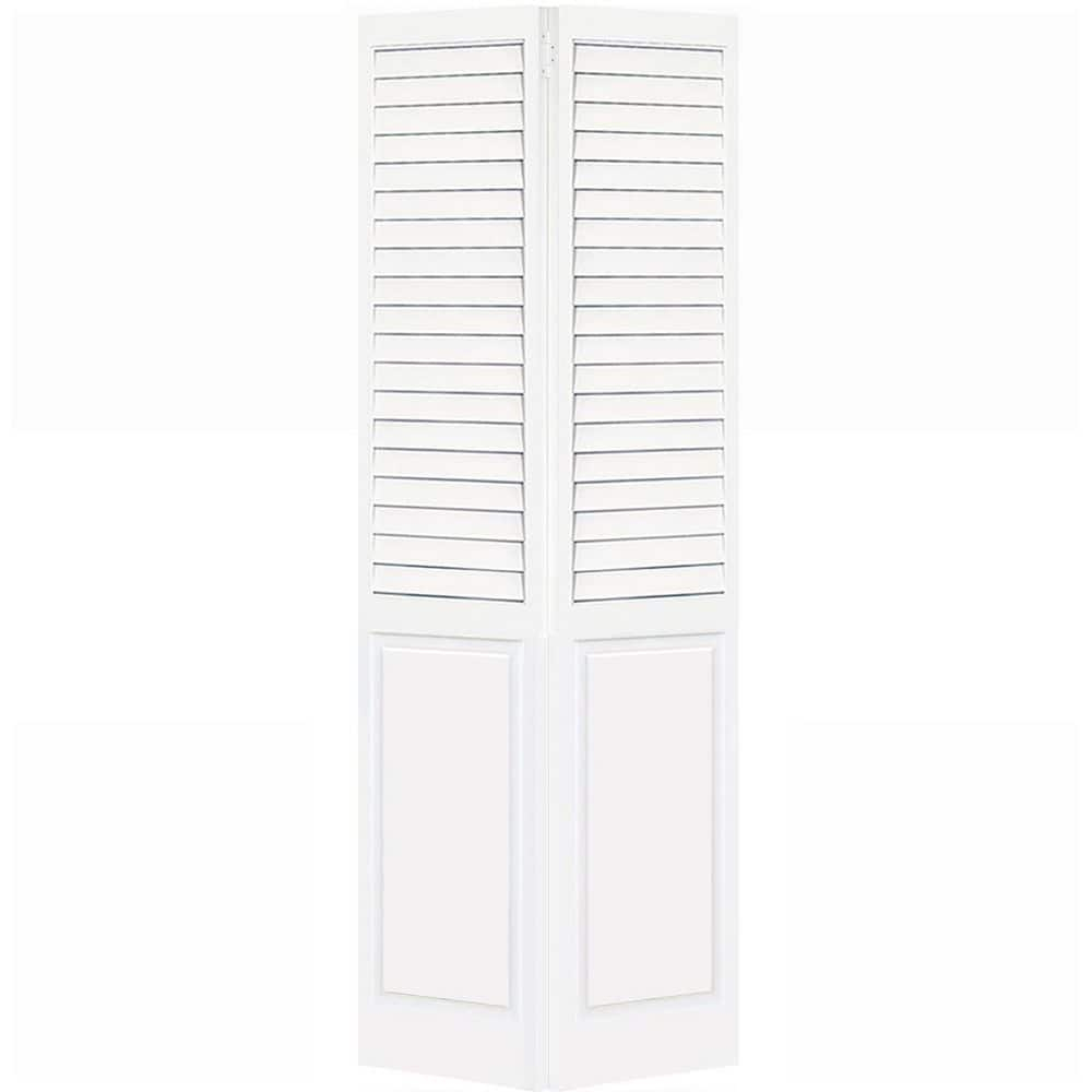 Kimberly Bay Closet Door, Bi-Fold, Plantation Louver-Panel Solid Core White 80 In. X 30 In.