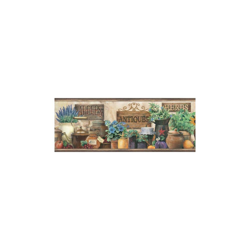 Brewster Home Fashions Borders by Chesapeake March  Antique Herbs Portrait 15' x 6'' Food 3D Embossed Border Wallpaper