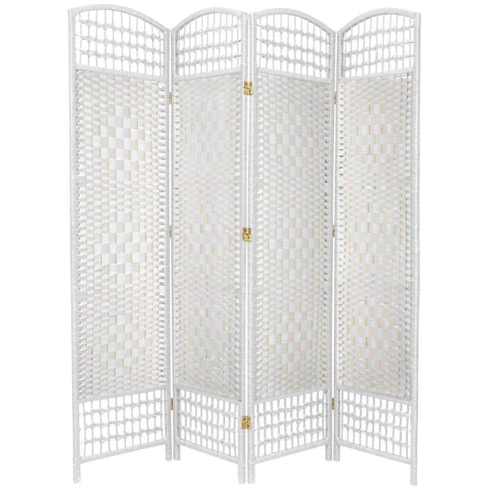 5 1/2 ft. Tall Fiber Weave Room Divider - White (4 Panels)