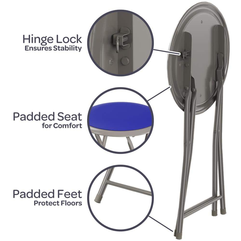 Lavish Home Backless 18-inch Folding Stool with 225lb Capacity (Blue)