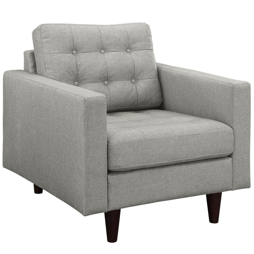 Modway Empress Upholstered Fabric Armchair in Light Gray