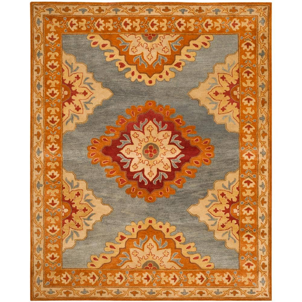 SAFAVIEH Heritage Lewis Oriental Wool Area Rug, Blue/Rust, 9' x 12'