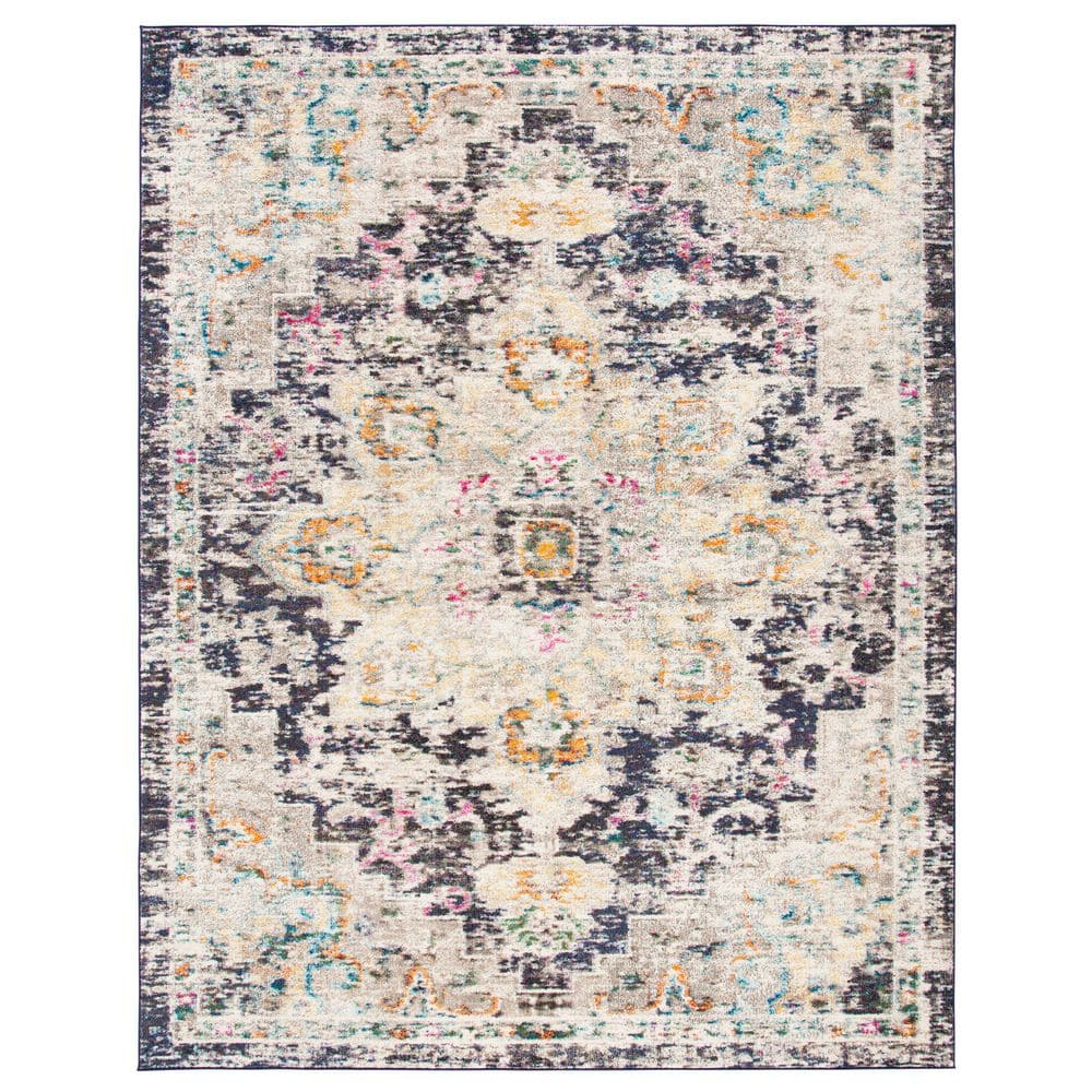 SAFAVIEH Madison Dalia Vintage Traditional Area Rug, Black/Gold, 10' x 14'
