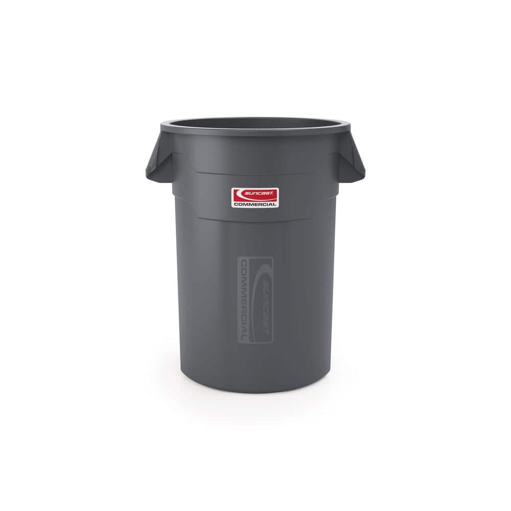 Suncast® Commercial Oval HDPE Utility Trash Can, 55 Gallons, Gray