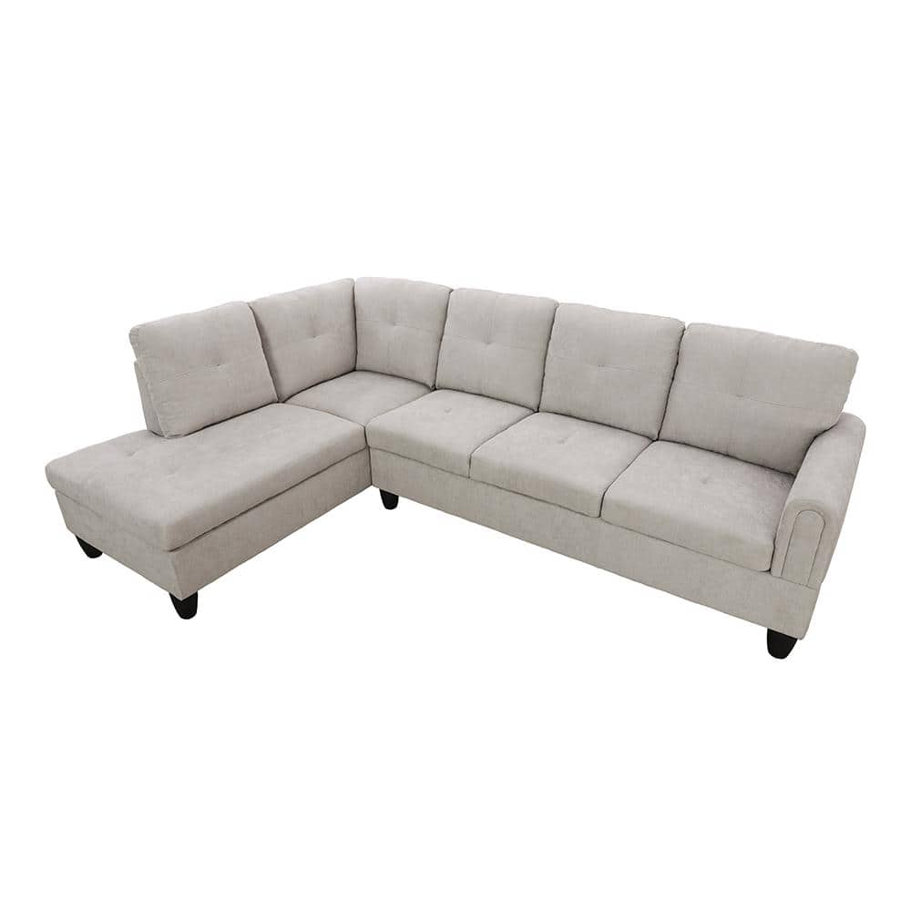 Star Home Living Puebla Linen Fabric Sectional Sofa Set in Gray