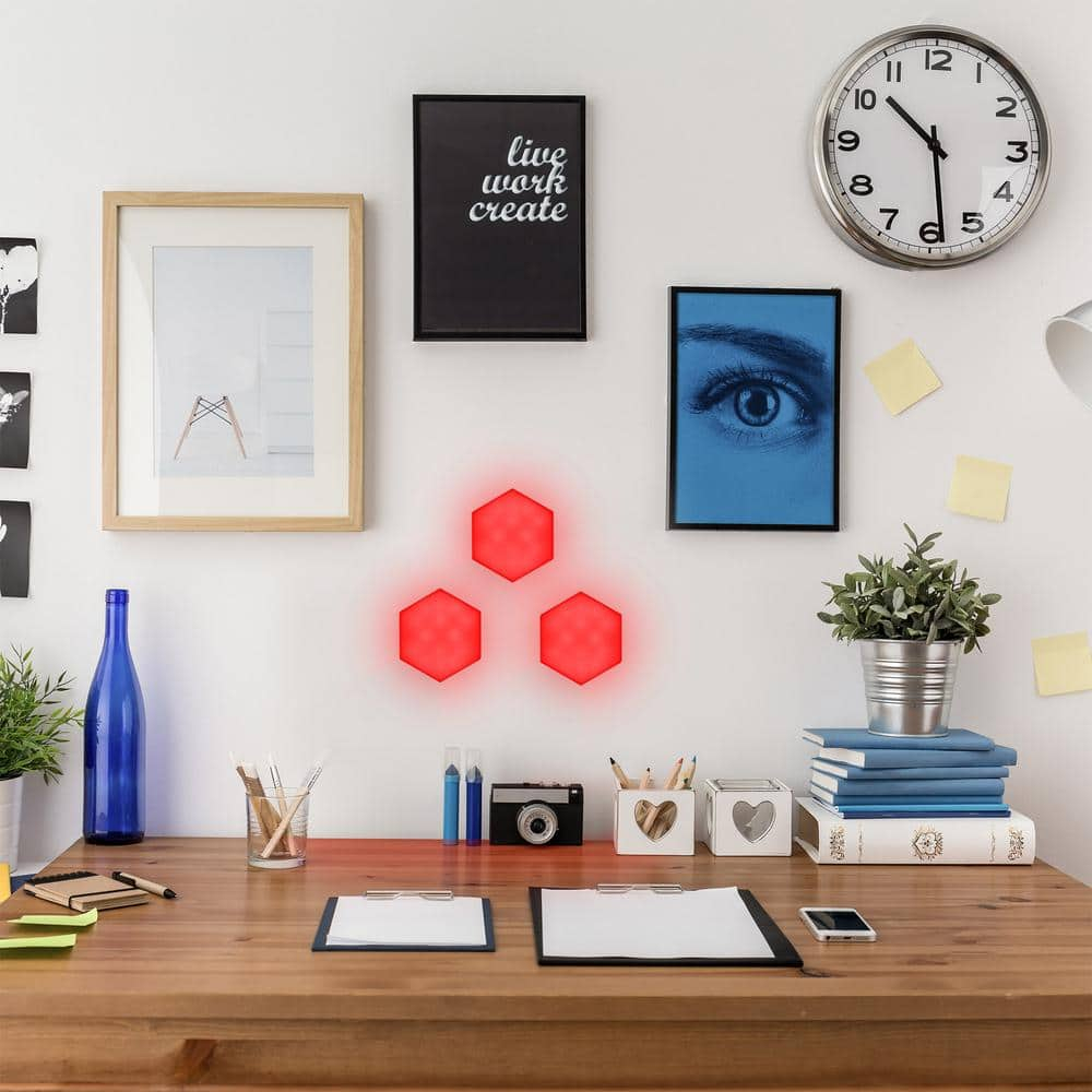 Monster Hexagon Unique Multi-Color LED Touch Light, Four Color-Changing Modes, 9 Piece Set