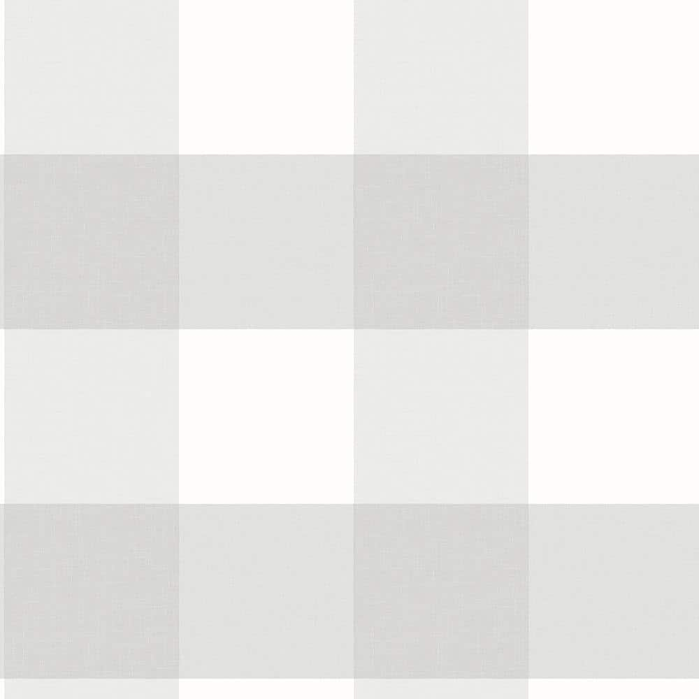 Chesapeake Amos Light Grey Gingham Prepasted Non Woven Blend Wallpaper, 20.5-in by 33-ft, 56.4 sq. ft.