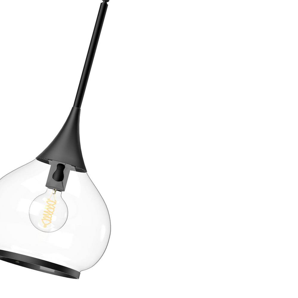 Hazel Vintage-Inspired Clear Glass & Matte Black Bowl Pendant Light